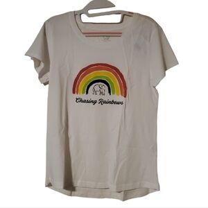 NEW-Ivory Ella Chasing Rainbows Slim Tee Sz. M